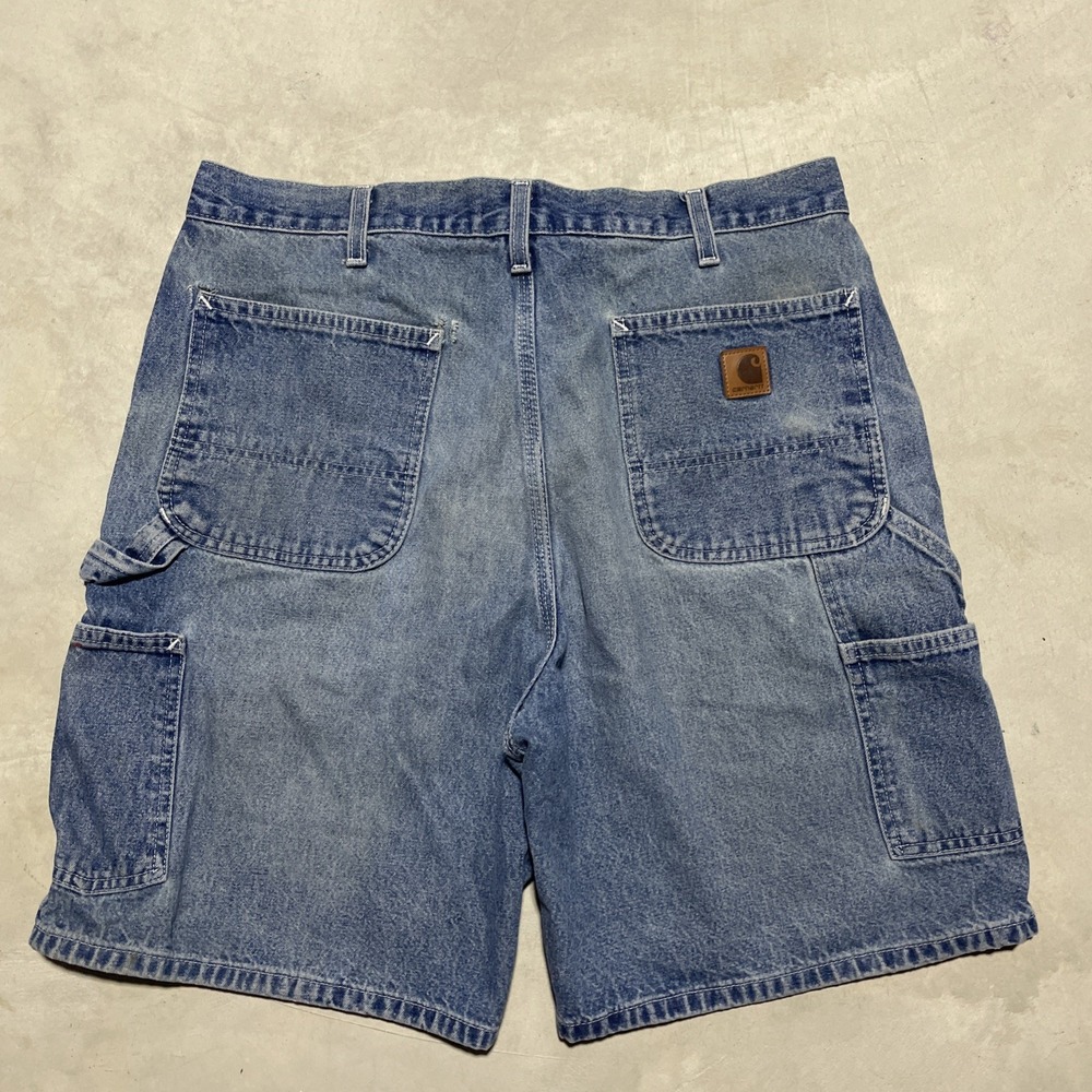 VTG Carhartt B28 DST Denim Carpenter Shorts Mens 36 Y2K Baggy Jorts Gorp Work